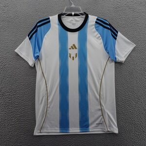 Adidas Messi TR JSY Football Soccer Jersey White Blue Me0ns‎ Medium Slim Fit NWT
